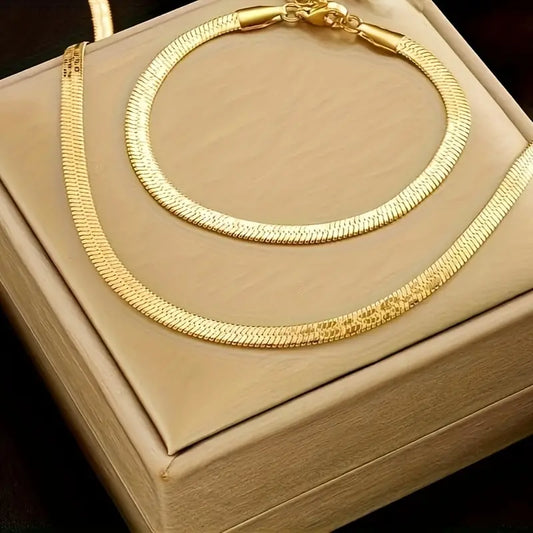 2pcs Gold-Plated 18k Stainless Steel Jewelry Set