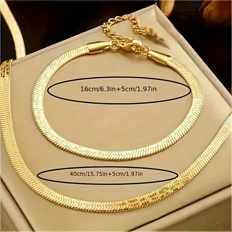 2pcs Gold-Plated 18k Stainless Steel Jewelry Set