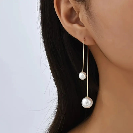 Elegant Faux Pearl Threader Earrings