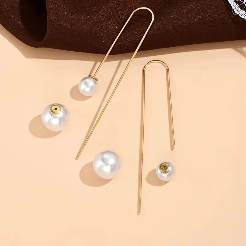 Elegant Faux Pearl Threader Earrings